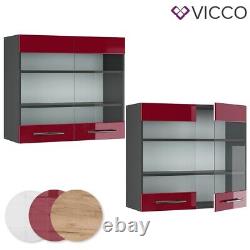 Glass wall cabinet kitchen wall cabinet Fame-Line 80 cm anthracite red Vicco