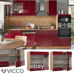 Glass wall cabinet kitchen wall cabinet Fame-Line 80 cm oak bordeaux Vicco