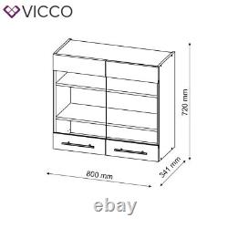 Glass wall cabinet kitchen wall cabinet Fame-Line 80 cm oak bordeaux Vicco