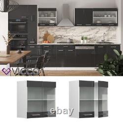 Glass wall cabinet kitchen wall cabinet R-Line 60 cm white anthracite Vicco