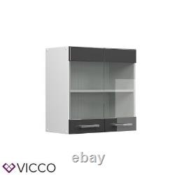 Glass wall cabinet kitchen wall cabinet R-Line 60 cm white anthracite Vicco