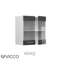 Glass wall cabinet kitchen wall cabinet R-Line 60 cm white anthracite Vicco