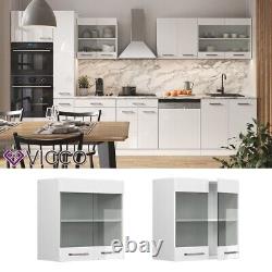 Glass wall cabinet kitchen wall cabinet modular kitchen R-Line 60 cm white Vicco