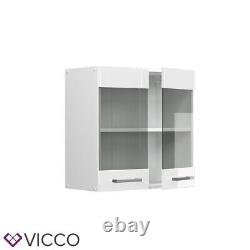 Glass wall cabinet kitchen wall cabinet modular kitchen R-Line 60 cm white Vicco