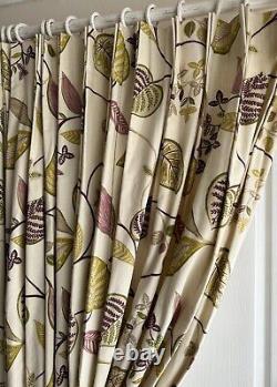 HARLEQUIN Lined Curtains 60w 82d Pinch Pleat Cream Floral Pr 1 of 2