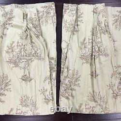 Handmade Custom French Country Toile Pinch Pleat Green Curtains Drape Pair