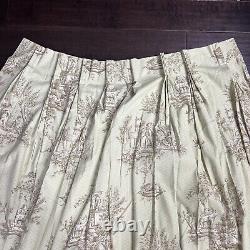 Handmade Custom French Country Toile Pinch Pleat Green Curtains Drape Pair