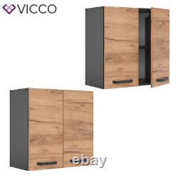 Hanging cabinet wall cabinet two doors 60cm R-Line anthracite goldkraft Vicco