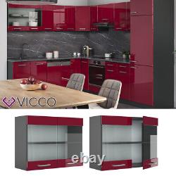 Hanging glass cabinet wall cabinet 80 cm R-Line anthracite bordeaux Vicco