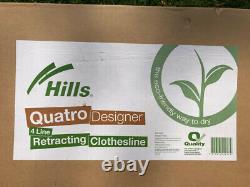Hills QuatroDesigner 4 Line Retracting Clothesline -wall to wall install ready