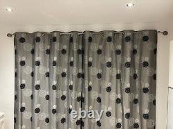 John Lewis, Lined Eyelet Curtains, 66 W X 87 Inch Drop, Black, Grey & Silver