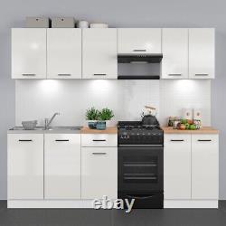 Kitchen Furniture Set 230 Wall & Base Complete Cabinets White/Chalk Gloss Junona