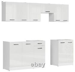 Kitchen Furniture Set 230 Wall & Base Complete Cabinets White/Chalk Gloss Junona