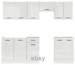 Kitchen Furniture Set 230 Wall & Base Complete Cabinets White/Chalk Gloss Junona