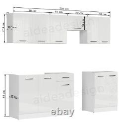 Kitchen Furniture Set 230 Wall & Base Complete Cabinets White/Chalk Gloss Junona