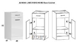 Kitchen Furniture Set 230 Wall & Base Complete Cabinets White/Chalk Gloss Junona