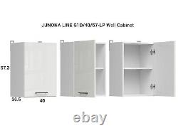 Kitchen Furniture Set 230 Wall & Base Complete Cabinets White/Chalk Gloss Junona