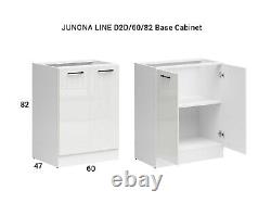 Kitchen Furniture Set 230 Wall & Base Complete Cabinets White/Chalk Gloss Junona