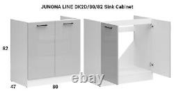 Kitchen Furniture Set 230 Wall & Base Complete Cabinets White/Grey Gloss Junona