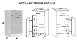 Kitchen Furniture Set 230 Wall & Base Complete Cabinets White/Grey Gloss Junona