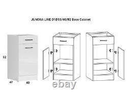 Kitchen Furniture Set 240 Wall & Base Complete Cabinets White/Chalk Gloss Junona