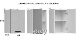 Kitchen Furniture Set 240 Wall & Base Complete Cabinets White/Grey Gloss Junona