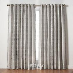 Lined Heavy Curtains Pair Ring Top Eyelet Jacquard Abstract Room Darkening Drape