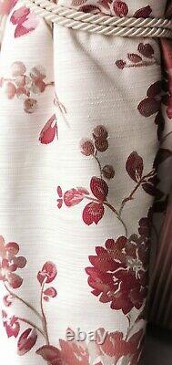 Luxury Curtains 102 Wide x 90 Drop Pencil Pleat Lined Ivory Pink M-to-M Floral