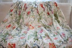 MANUEL CANOVAS Lady Jane Silk/Cotton Pair Curtains W400xD210cm Tulips White/Red