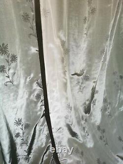 MTM Huge SINGLE Embroidered Silk Style Curtain Green Shimmer 82L x 162W 13.5Ft