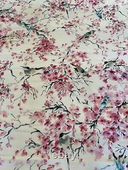 Made To Measure Roman Blind- Pink Blossom & Birds L 173.5cm W 105cm Left Cord