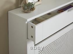 Mini Radiator Cover Shelf with 1 Drawer White Rattan Wicker Unique Design
