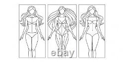 Minimalist Line Art Strong Woman set of 3 art triptych canvas / poster