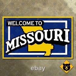 Missouri state line highway marker road sign 1955 map outline welcome 22x13