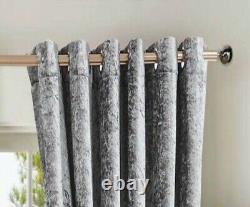New Beautiful Crushed Velvet Curtain Pair With Ring Top Fully Lined Tie Backs