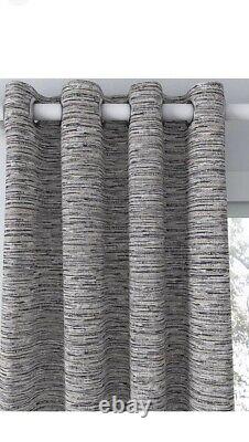 New. John Lewis Medway Weave Curtains. Storm. Eyelets. 228cm X 182cm. 90 X 72