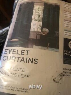 Next Green Cut Velvet Trailing Leaf Eyelet Lined Huge Curtains 284x229cm 112x90
