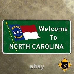 North Carolina state line highway marker 1960 road sign welcome flag 16x8