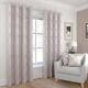 Pairs of Luxury Deco Style Metallic Waves Blush Pink Eyelet Lined Curtains