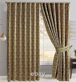 Pencil Pleat Curtains Modern Fully Lined Curtain Pair Wave Pattern Cushion Cover