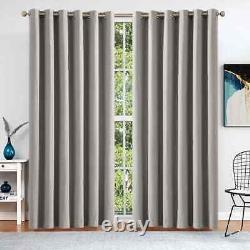 Plain Blackout Eyelet Curtains Ready Made Ring Top Thick Curtains With Tie Backs