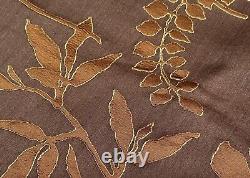 Silk Interlined Curtains Pr 84d SCALAMANDRE Pinch Pleat Brown/Gold Floral