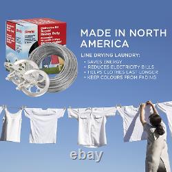 Strata Clothesline Outdoor Heavy Duty Kit 150 Feet Galvanized Wire Silver PVC