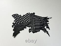 Tattered American Flag Custom Metal Wall Art 24 Bedliner Coated