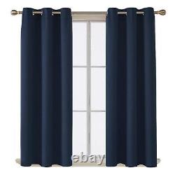 Thick Thermal Blackout Curtains Pair Ready Made Eyelet Top Ring Panel Tie Backs