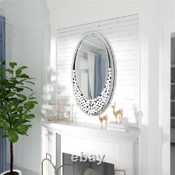 Unique Oval Wall Mirror Artistic Mirror Teardrop Decor Double Line Frame Mirror