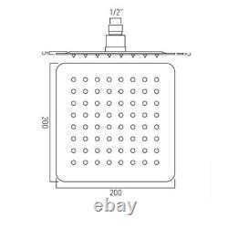 Vado Aquablade Single Function Easy Clean Slim Line Square Shower Head 200mm