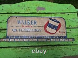 Vintage Walker Flexible Oil Filter Lines Wall Mount Display Advertising Sign