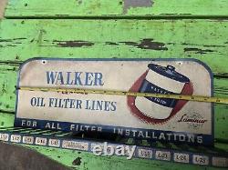 Vintage Walker Flexible Oil Filter Lines Wall Mount Display Advertising Sign