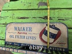 Vintage Walker Flexible Oil Filter Lines Wall Mount Display Advertising Sign